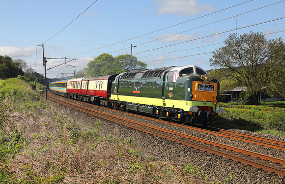D9000 roars past Holme on 12.5.23 with 1Z70 London Euston to Carlisle.