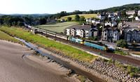 47853 & 47593 pass Arnside on 16.6.23 with the 'Three Peaks' charter to Ravenglass.
