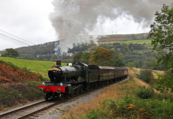 Another SVR visitor was 7812. Erlestoke Manor approaches Oakworth.