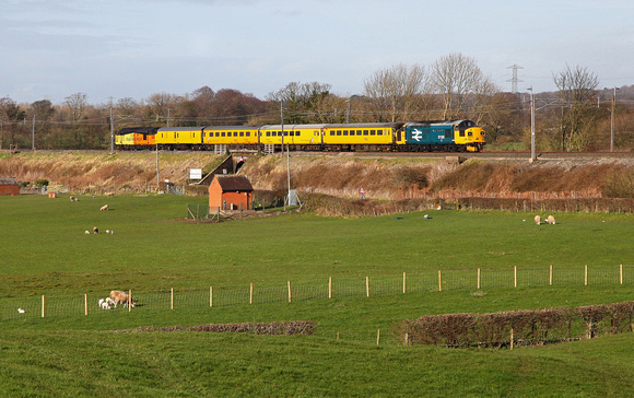 37116 & 37025 head past Bay Horse with a Derby to Carlisle test train via the Cumbrian Coast.
