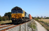 66789 heads along the East Midlands gateway freight line with 12.58 East Mids Gateway to Seaforth.