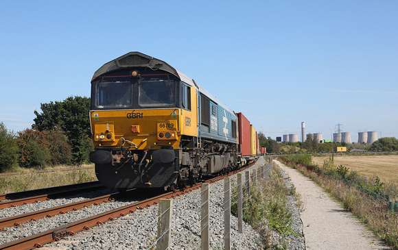 66789 heads along the East Midlands gateway freight line with 12.58 East Mids Gateway to Seaforth.