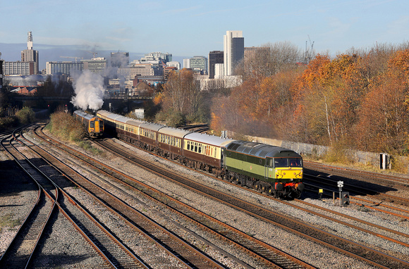 47773 heads away from Birmingham Snow Hill at Bordesley with the 'Polar Express' to Dorridge, 7029 on the rear.