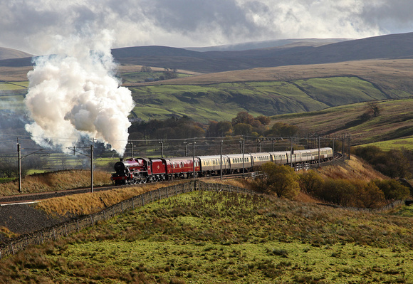 45699 heads up Shap at Greenholme on 9.11.13 with Vintage trains 'Cumbrian Jubilee' to Carlisle.