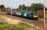68002 & 68011 pass Elmsfield with a Carlisle to Crewe move.