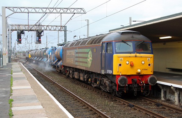 57004 & 010 head 3J11 Carlisle to Carlisle via the S&C, Barrow, RHTT away from Carnforth on 4.10.11