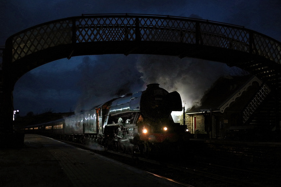 60103 Flying Scotsman heads through Kirkby Stephen on 10.12.23 with 'The Christmas Waverley'.