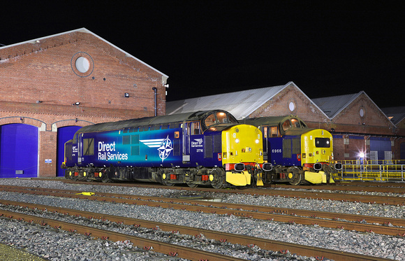 37716 & 37422 pose at York Holgate Works on 16.12.23 during a Photoshoot organised by Chris Gee with money raised going to Martin House Charity.