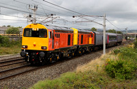 20314 & 311 return from Kilmarnock with a refurbished MK3 to Laira at Carnforth on 22.8.12.