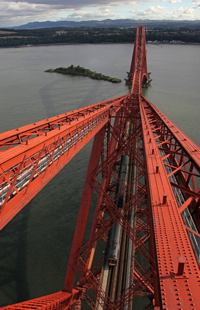 From the top of the  Forth Bridge a 170 heads underneath on 5.9.12.
