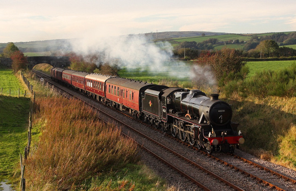 45231 heads past Arkholme on 27.9.11 with a Private Charter returning from Grange to Hellifield.
