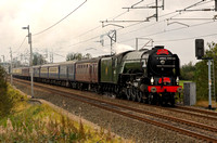 60163 heads the 'Caledonian Tornado' past Hest Bank on 21.9.11 for Glasgow.