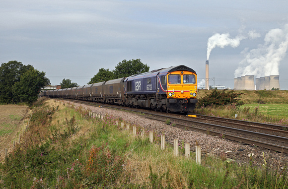 66723 passes Heck Ings with a Tyne Dock to Drax Biomass on 9.9.14.