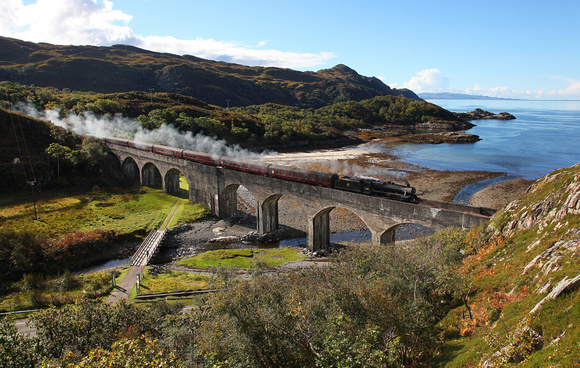 44871 heads over Loch Nan Uamh viaduct heading for Mallaig on 1.10.16.