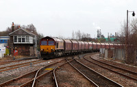 66158 heads past Stirling Middle signal box with a Hunterston to Longannet coal sevice on 30.3.15.