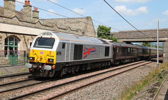 67026 heads away from Carnforth to Oxenholme for the second time on 17.7.13.