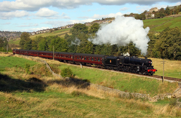 45212 heads away from Haworth on 7.10.11. 45212 only has a couple of weeks left of its ticket.