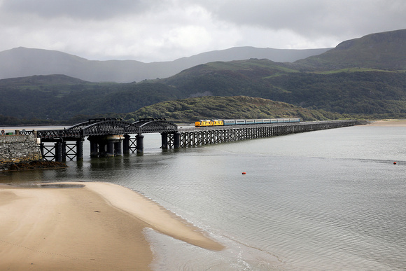 97302 & 97304 head over Barmouth viaduct on 12.9.24 with the Cambrian Coast Express to Pwllheli.