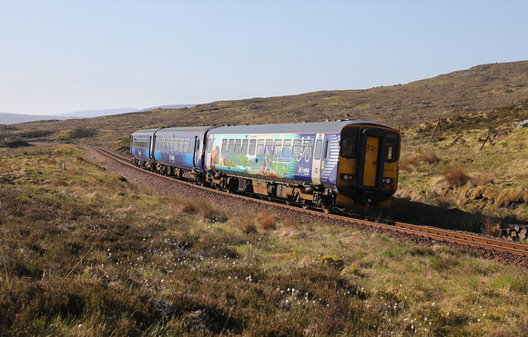 Bike carrier 153377 brings up the rear of 1Y42 06.03 Mallaig to Glasgow Queen Street, 156493.