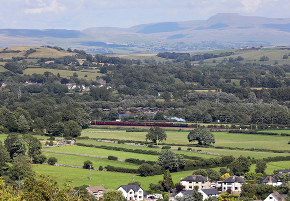 45699/45562 approaches Carnforth with the returning 'Dalesman' tour on 4.7.23.