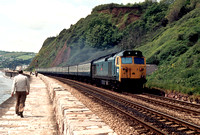50008 heads away from Teignmouth on 5.6.81.