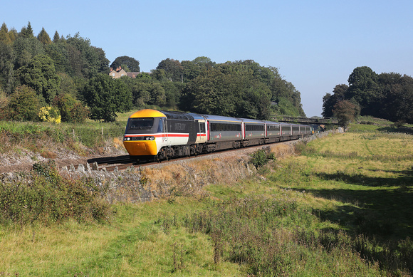 43008 heads past Milford on 5.9.23 with 1V50 Edinburgh to Plymouth.