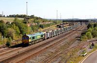 66603 departs from Toton with 6Z80 09.57 Banbury Reservoir Tarmac to Tunstead.