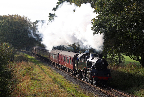 80080 heads towards Summerseat on  22.10.11 during the East Lancs Gala.