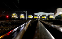 89001, 90001, 90002, 86101, 87002 & 47828 pose outside LSL Crewe Depot on 25.10.24 during a organised photo shoot by Chris Gee, With thanks to all the LSL Staff,