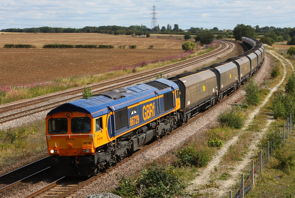 66729  passes Burton Salmon on 9.8.11 with a Tyne Dock to Drax PS coal service.