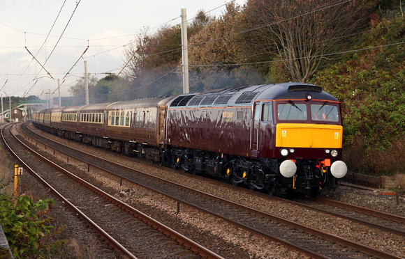 Ex works 57601 passes Hest Bank on 19.10.12 with Statesman Rails ECS to Stafford.