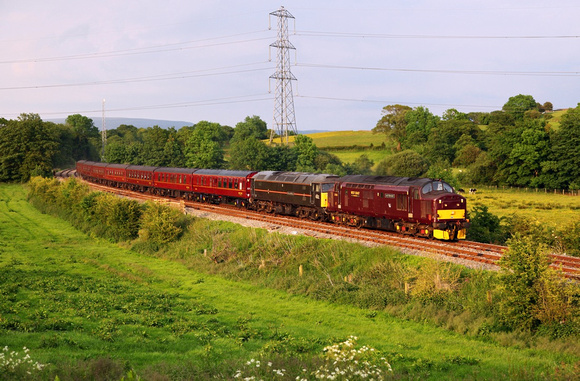 37676 & 47798 head past Keer Holme on 20.6.12 with the ECS from the 'Torch' run.