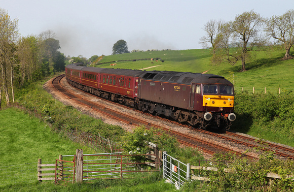 47786 heads past Starricks Farm on 16.5.14 with a ECS for Doncaster.