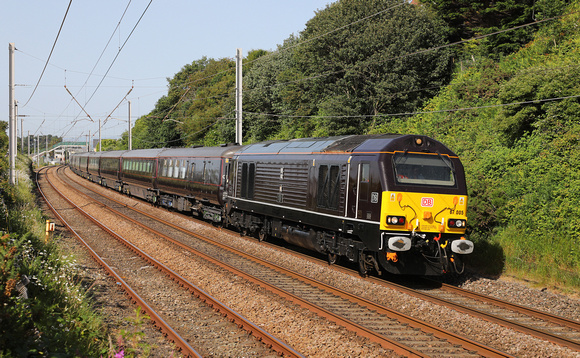 67005 passes Hest Bank with the Royal Train from Scotland to Wolverton on 28.6.19.