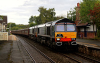 66302 & 66420 head through Silverdale with Spitfires 'The Cumbrian Crusader V' tour on 17.9.11