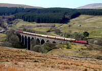 57601 heads over Dent Head viaduct with the Settle & Carlisle Statesmans on 9.4.11