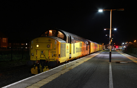 37219 awaits to depart from Morecambe on 2.11.18 with the Blackpool North to Derby test train.