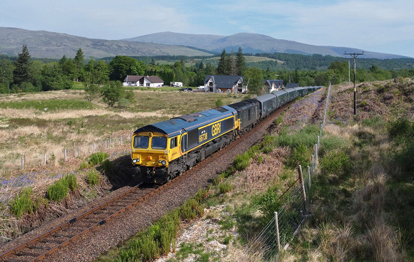 66738 & 73968 near journeys end at Torlundy on 02.6.21 with the 04.50 Edinburgh to Fort William Caledonian Sleeper service.