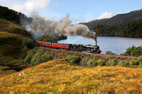 45212 catches some light as it heads along Loch Dudh with the returning morning Jacobite service on 29.9.21