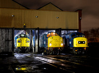40135, 40012 & 45108 pause at Bury MPD during a Chris Gee photoshoot to recreate a North West Depot in the 80s.