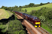 37676 & 37669 pass Keer Holme on 27.6.19 with the Scarborough Spa Express.