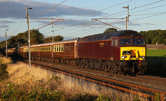 57315 heads away from Carnforth on 14.9.13 with Statesman Rails 'Lakeland Statesman'.
