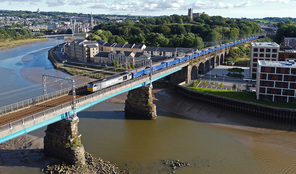 DCR 60046 heads over the River Lune at Lancaster with the 12.46 Chaddesden Sdgs to Carlisle Kingmoor.