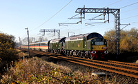 D345 & D213 head away from Hest Bank with 'Intercitys' Crewe to Edinburgh charter on 13.11.21.