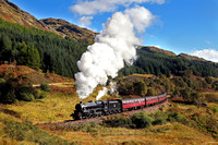 44871 heads away from Glenfinnan on 1.10.16 with the Jacobite service to Mallaig.