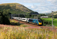 390129 heads through the Lune Gorge with 9M86 14.53 Edinburgh to London on 24.8.21