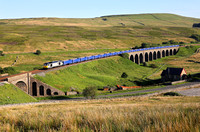 DCR 60046 heads away from Garsdale over Dandry Mire viaduct on 25.6.20 with its Boston to Carlisle empties.