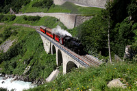 BFD No 9 heads towards Gletsch on 11.7.15 on the Furka Cogwheel Steam Railway.