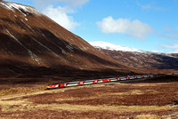 The 07.55 Inverness to London Kings Cross service heads over Drumochter Summit on 30.4.16.