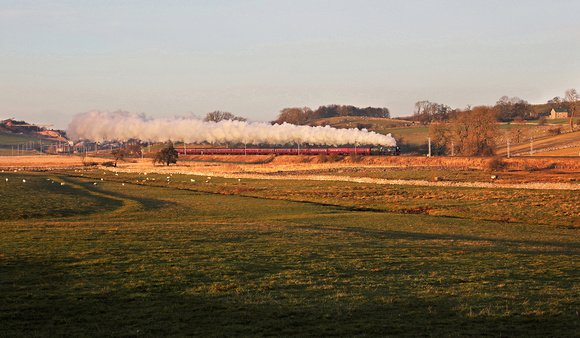 35018 heads past Shap with the returning Santa Special to Lancaster on 1.12.19.